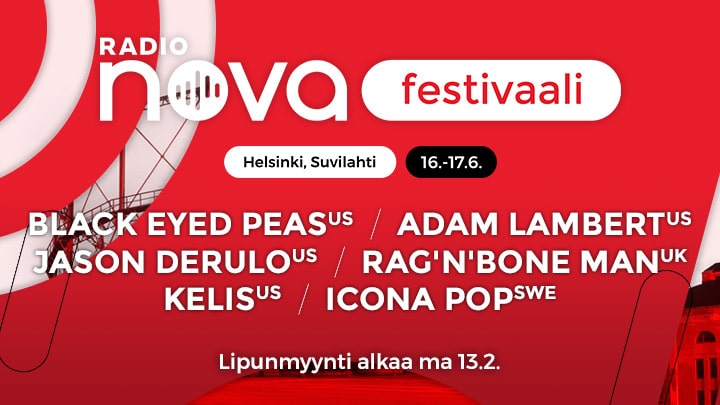 Radio Nova Festivaali - Black Eyed Peas, Adam Lambert, Jason Derulo, Rag änä Bone Man, Kelis, Icon Pop