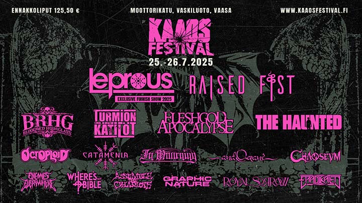 Kaaos Festival 2025 – proge-metallin jättiläinen Leprous lauantain pääesiintyjäksi